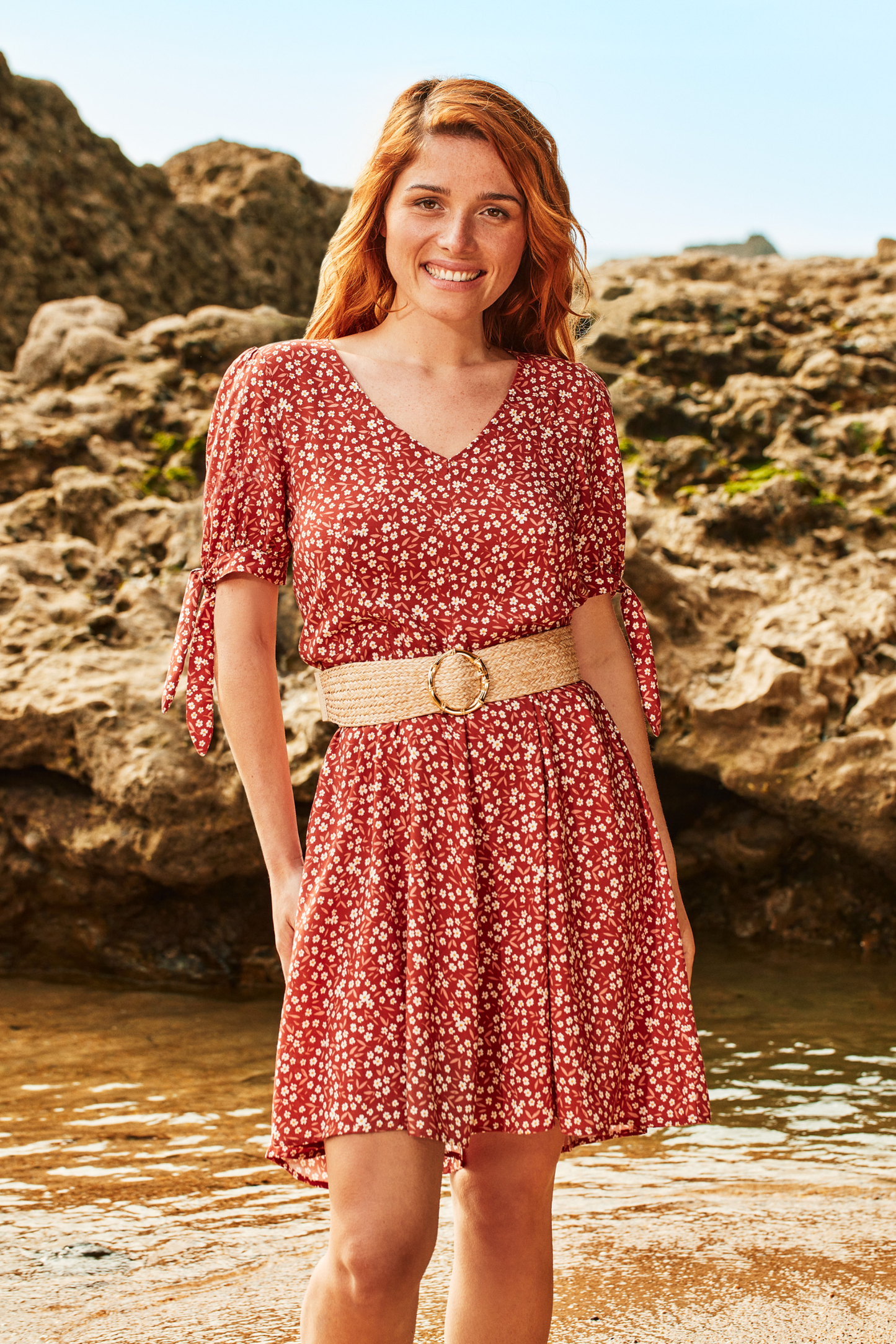 Robe patineuse Imprimé Fleurette Terracotta