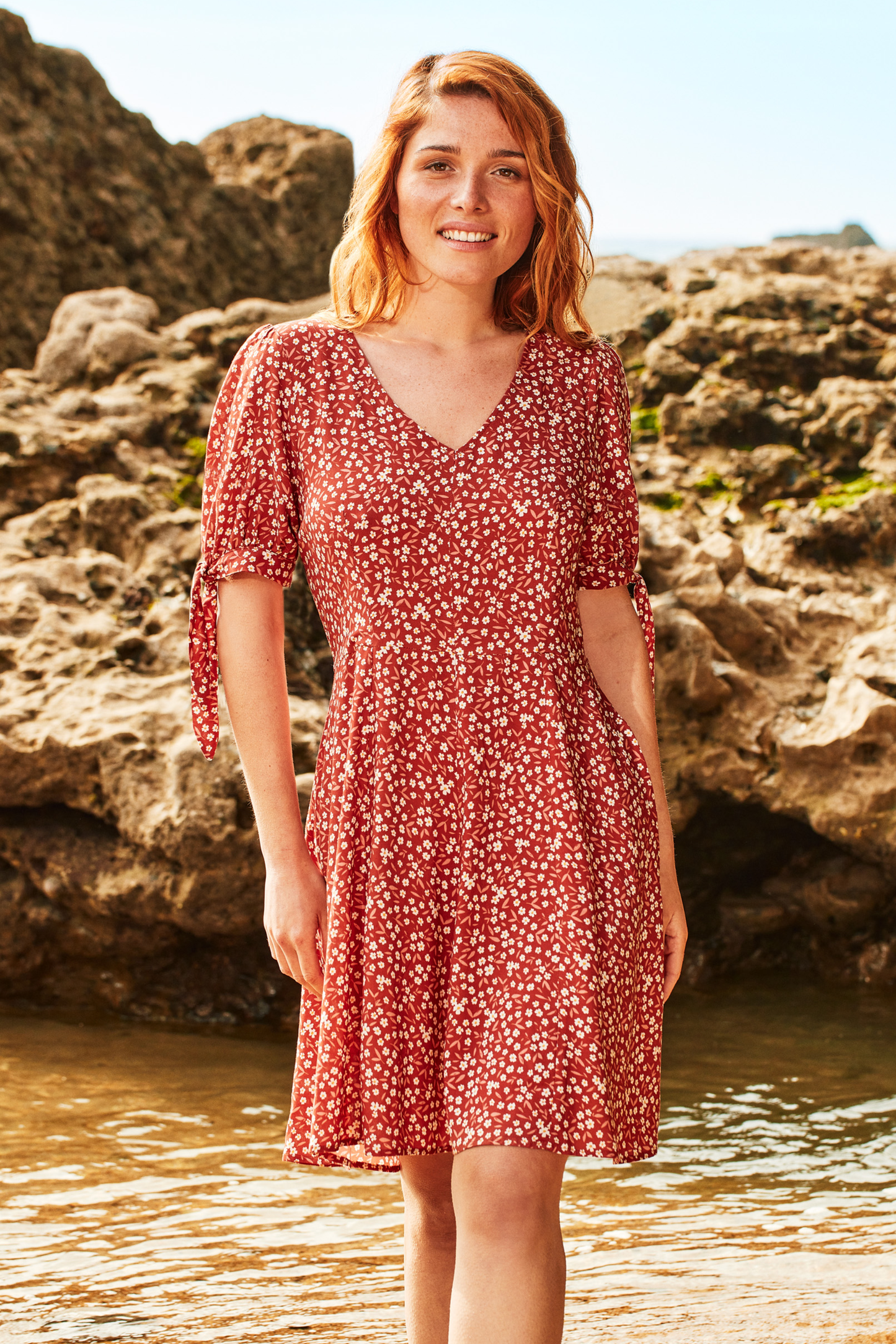 Robe patineuse Imprimé Fleurette Terracotta